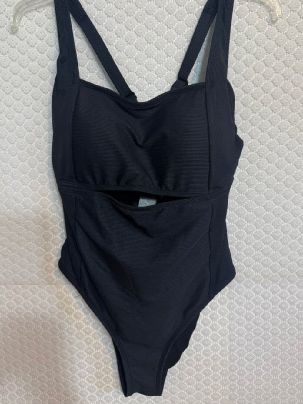 All in Motion Style S716 Black Ribbed One Piece Swimsuit-Lined,Padded Sz 18W EUC
